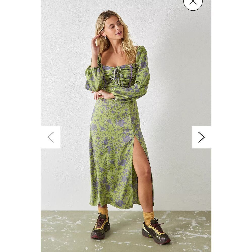 Urban Outfitters Floral Midi Dress Forest Fairy Milkmaid Small
